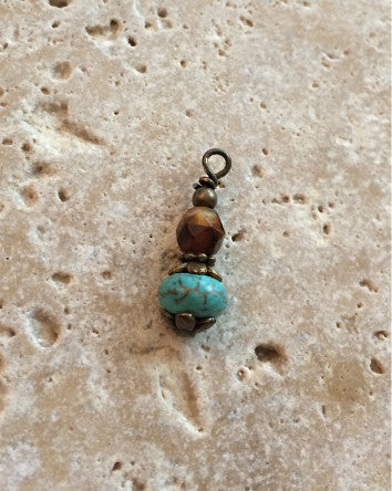 little luxuries tru.gigs™ charm | turquoise stone & caramel aged glass