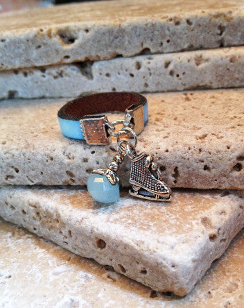 narrow leather and frozen icy skate ring