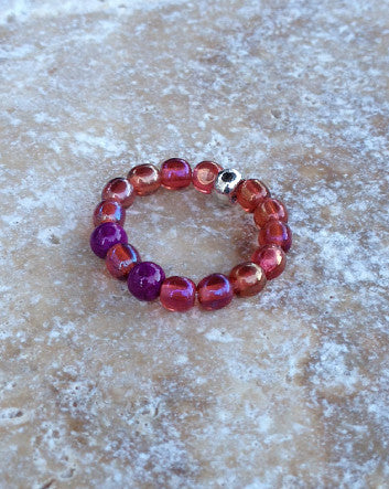 quaryd ring—violet riverstone, and fuchsia & iris crystal