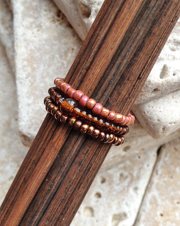 quaryd trio set rings—cafe, copper & olde rose metallic