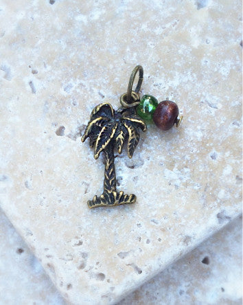 seashore / tropical tru.gigs™ charm | bronze palm tree w/ natural mix