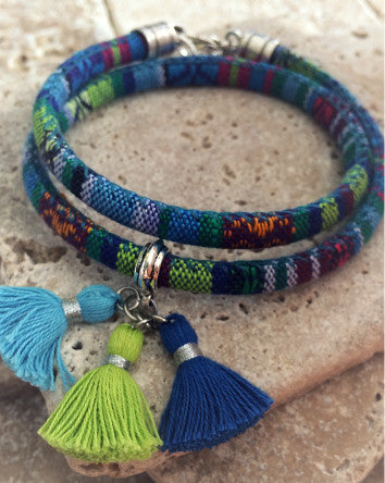 bangladesh blues cufft™ with tassels | wristwear bracelet