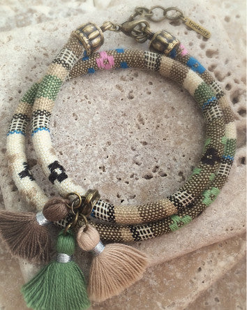 bangladesh neutrals cufft™ with tassels | wristwear bracelet