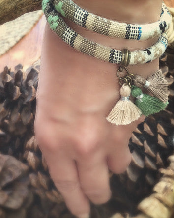 bangladesh neutrals cufft™ with tassels | wristwear bracelet