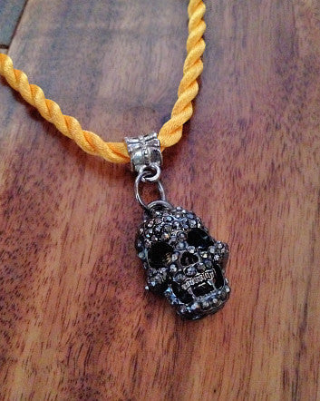 hematite studded skull on voltage yellow twist cord