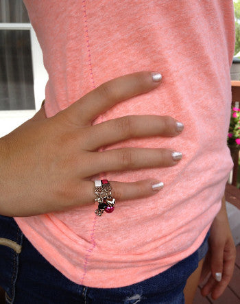 wide leather and peace ring