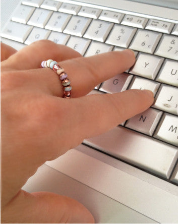 quaryd ring—soft dawn stone dipped in copper with irridescent accents