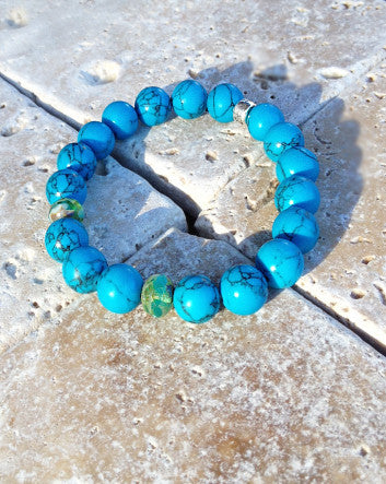 10mm quaryd bracelet with tru.gigs: blue turquoise & silver flip flop-feature