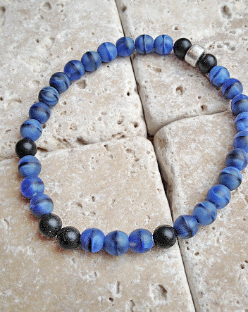 quaryd 6mm wristwear in matte cobalt moonstone & black onyx