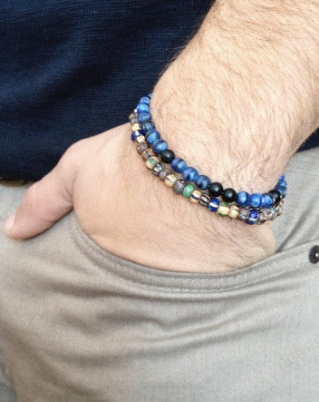 quaryd 6mm wristwear in matte cobalt moonstone & black onyx-feature